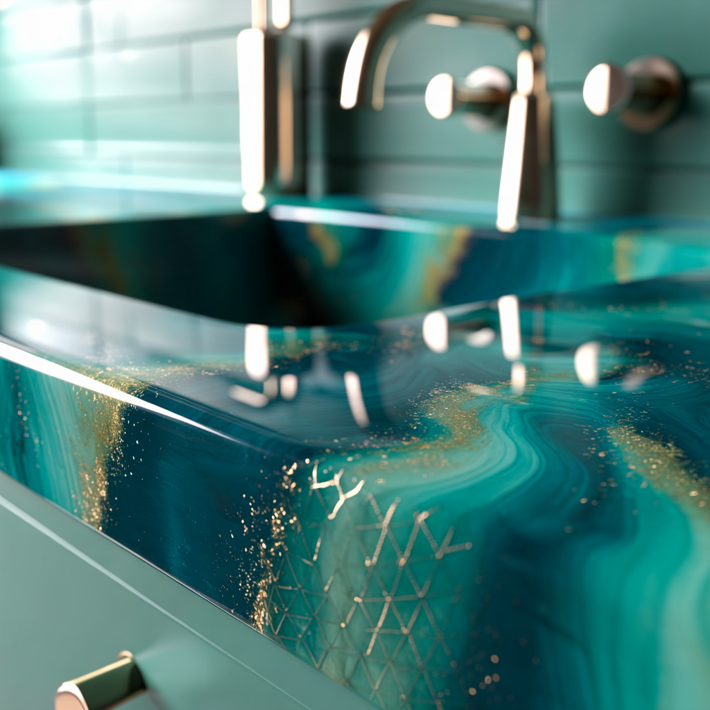 High Gloss Resin Bathroom Splashbacks – Ocean & Modern Themes