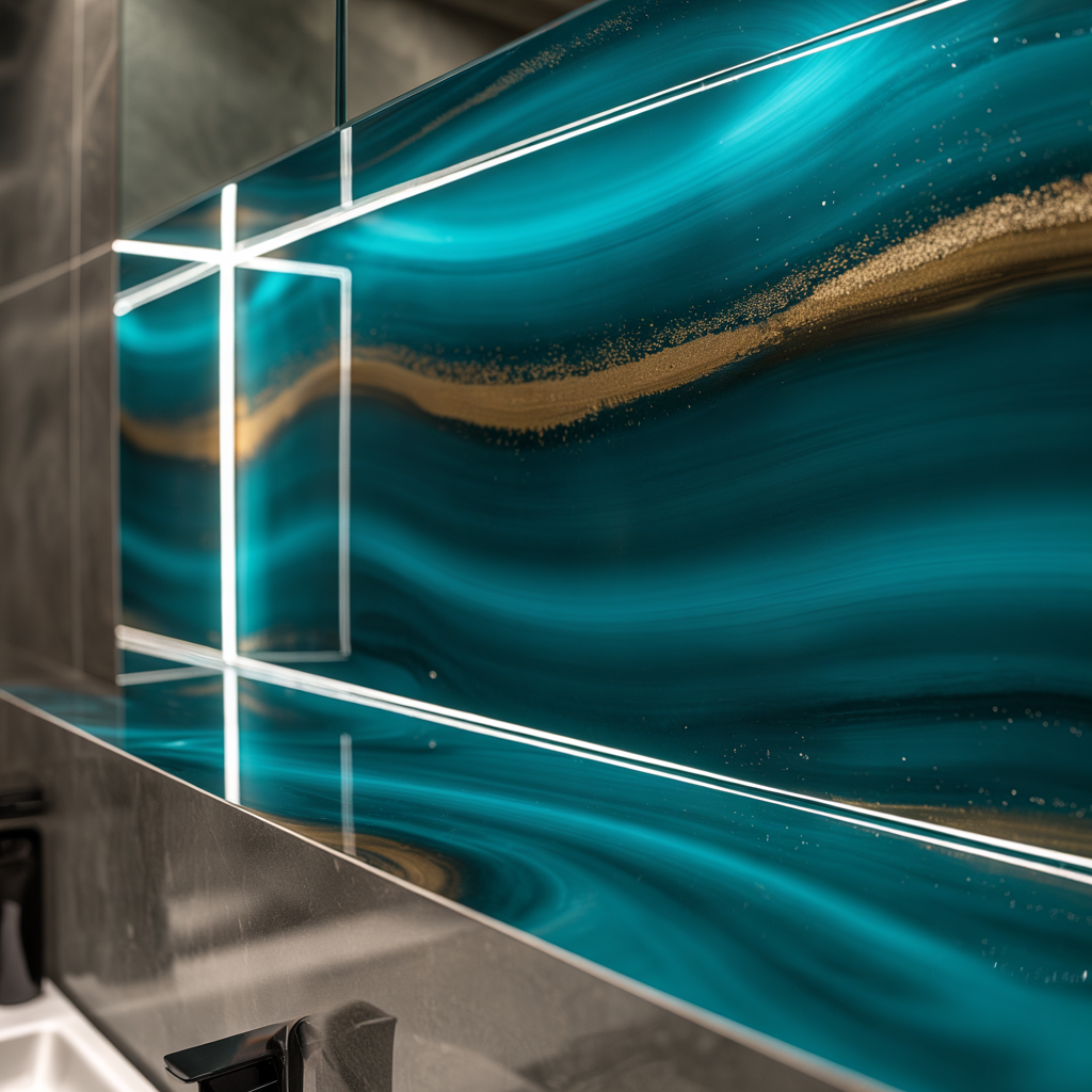 High Gloss Resin Bathroom Splashbacks – Ocean & Modern Themes