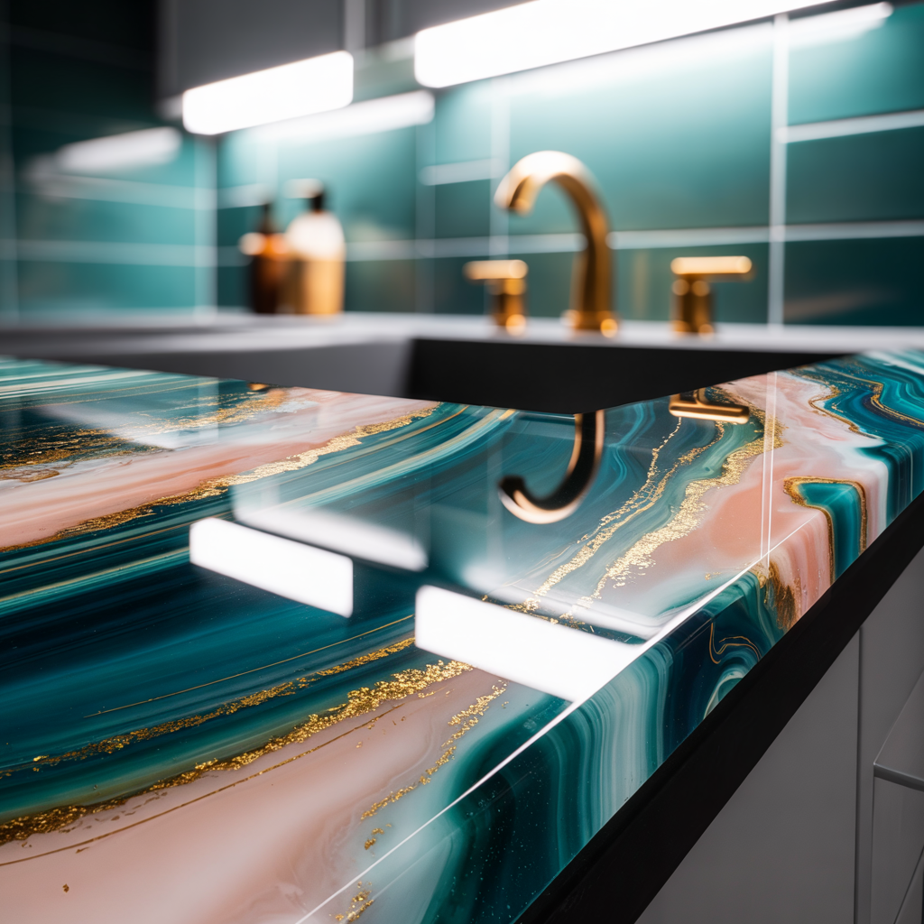 High Gloss Resin Bathroom Splashbacks – Ocean & Modern Themes