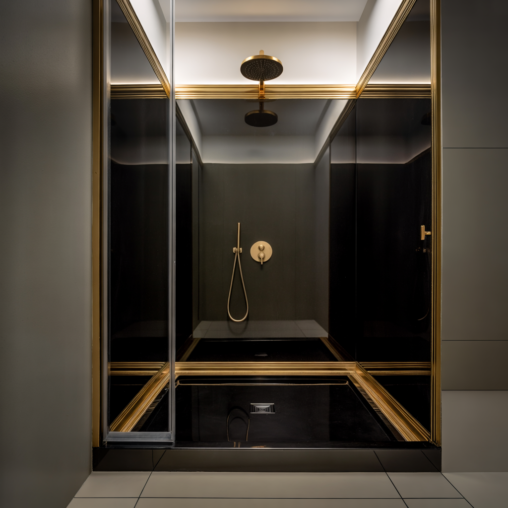 High Gloss Resin Bathroom Splashbacks – Modern Metallic Elegance
