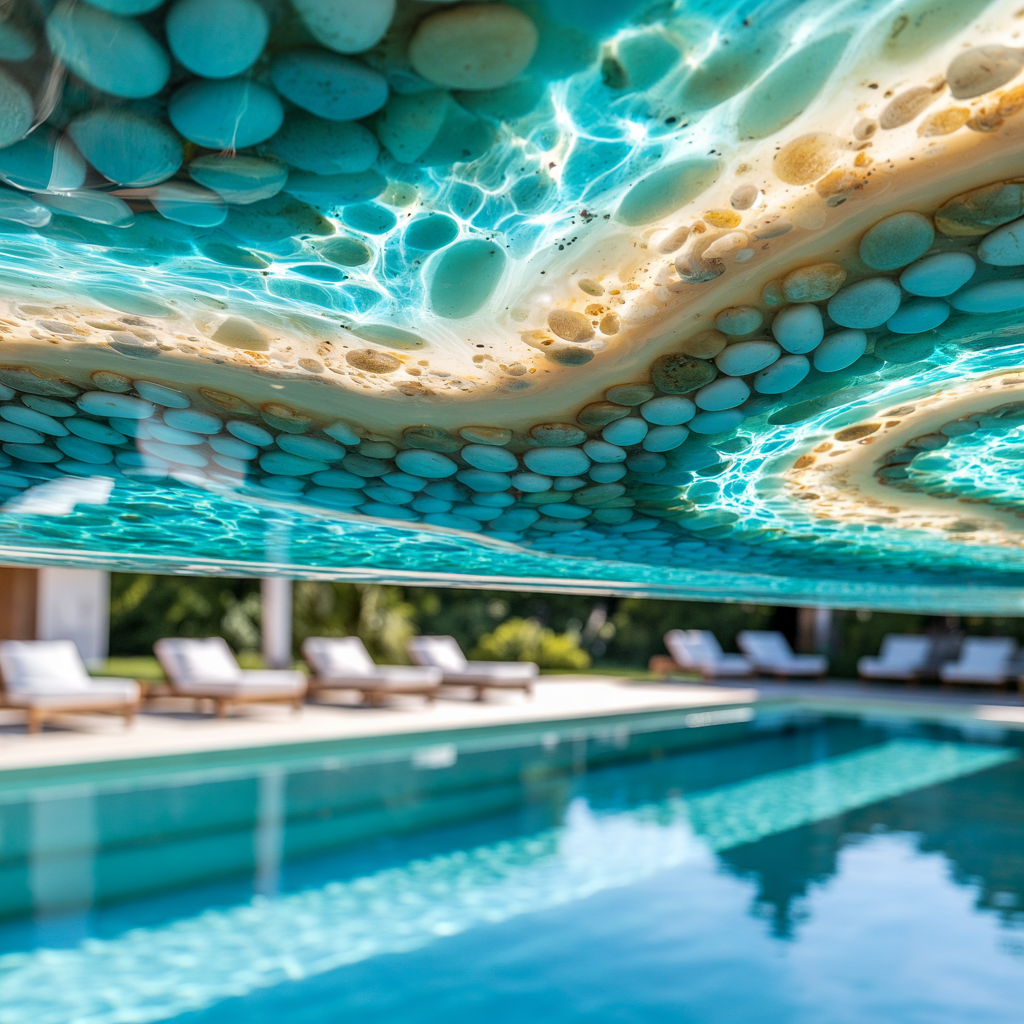 Pool Feature Wall – High Gloss Resin with Pebble Texture (Modern Contemporary Style):