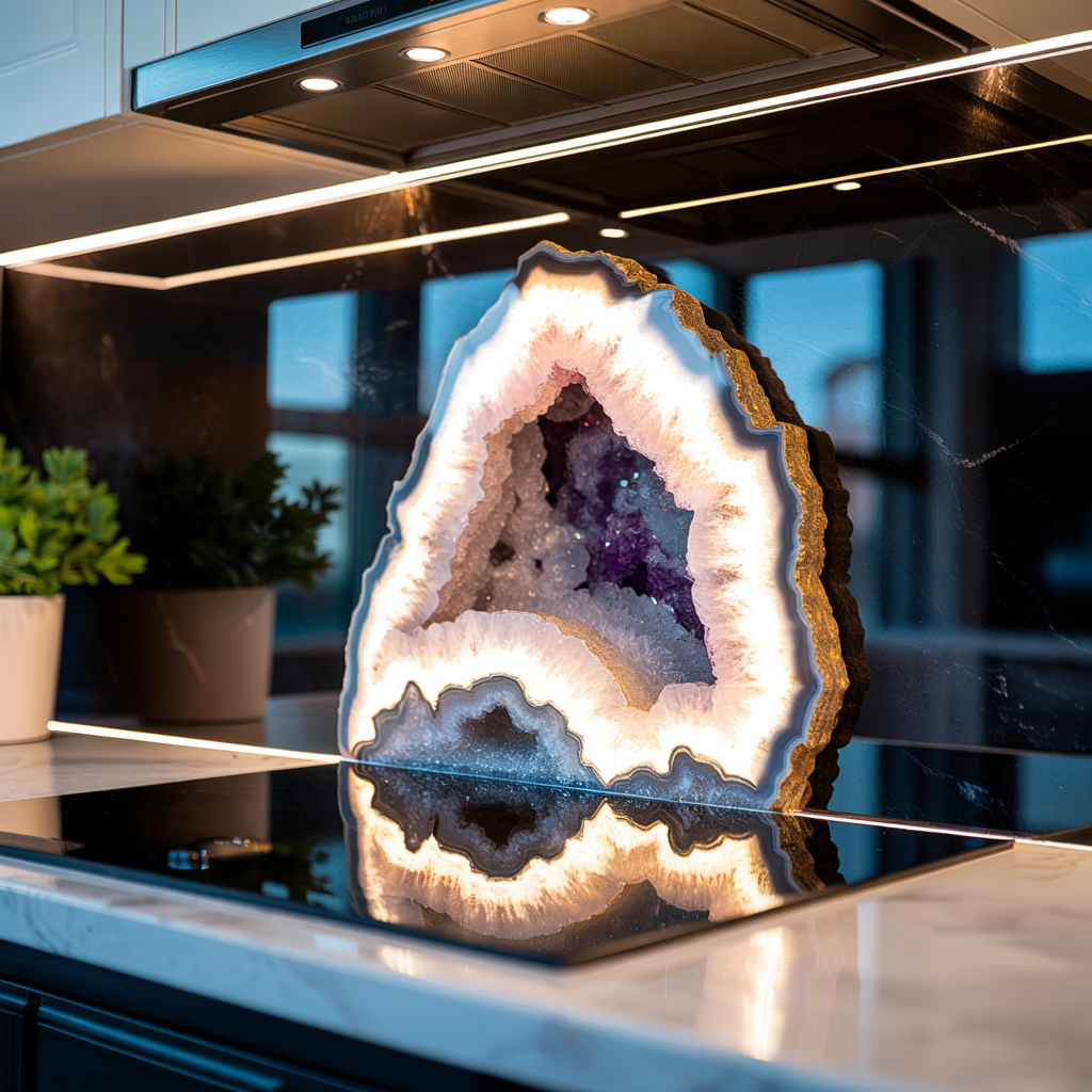 ✨ High-Gloss Resin Splashback with REAL Geodes ✨