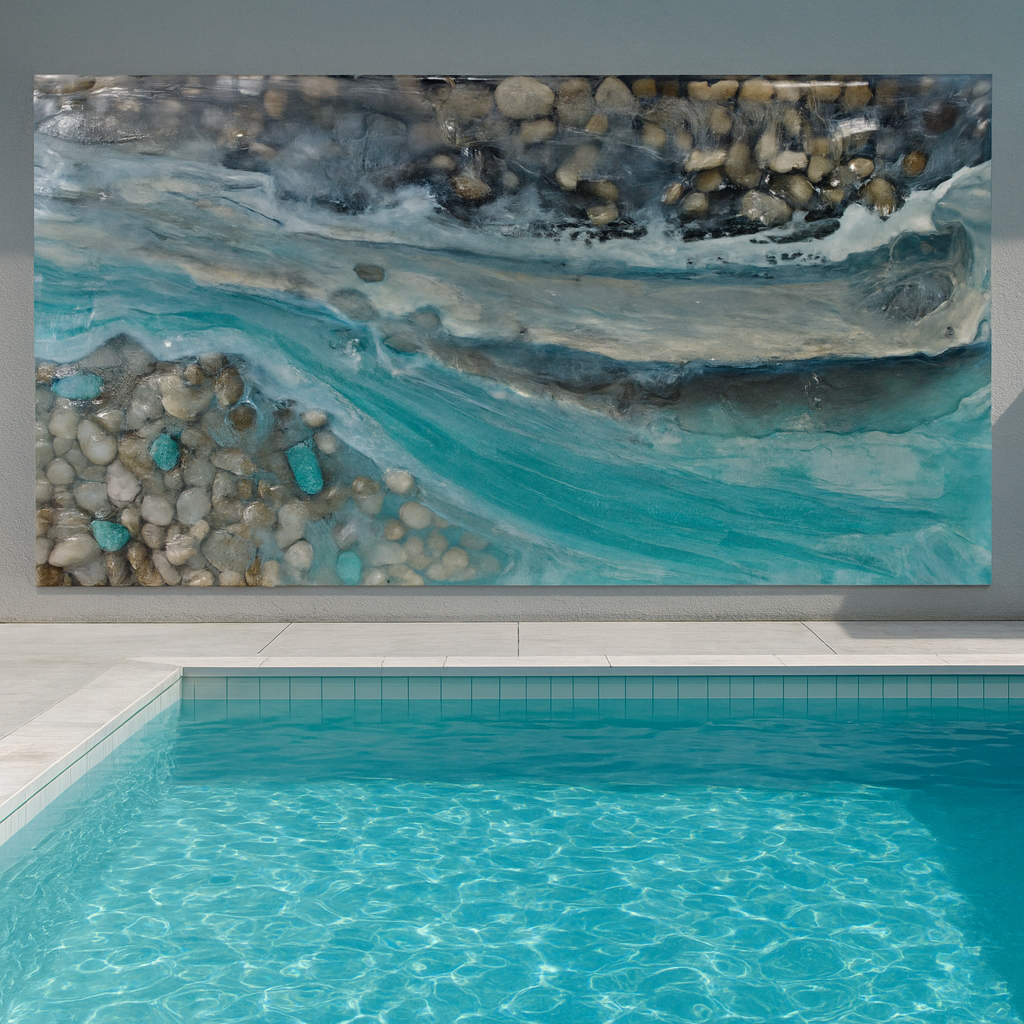 Resin Feature Wall – High Gloss Resin with Pebbles