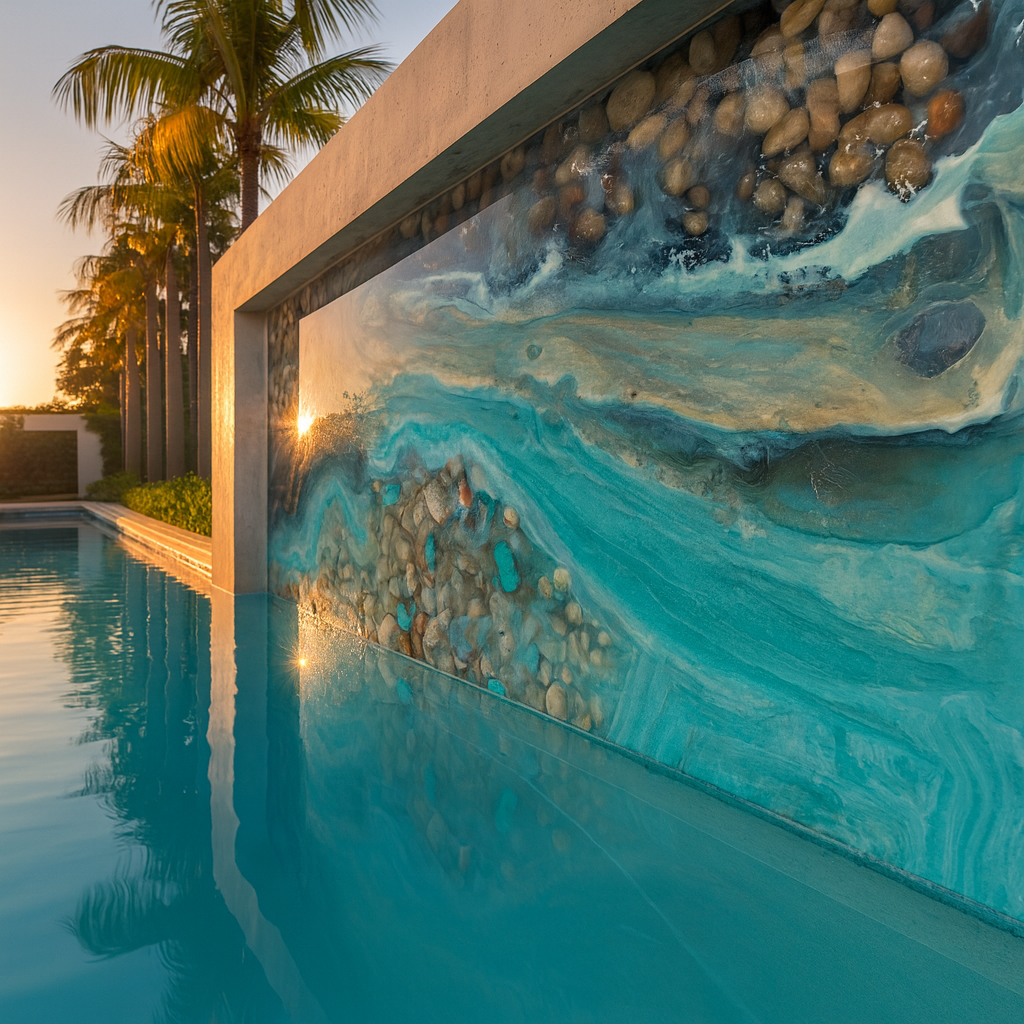 Resin Feature Wall – High Gloss Resin with Pebbles